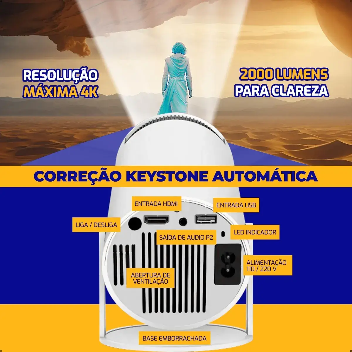 Projetor Portátil Pholex HY300 4K